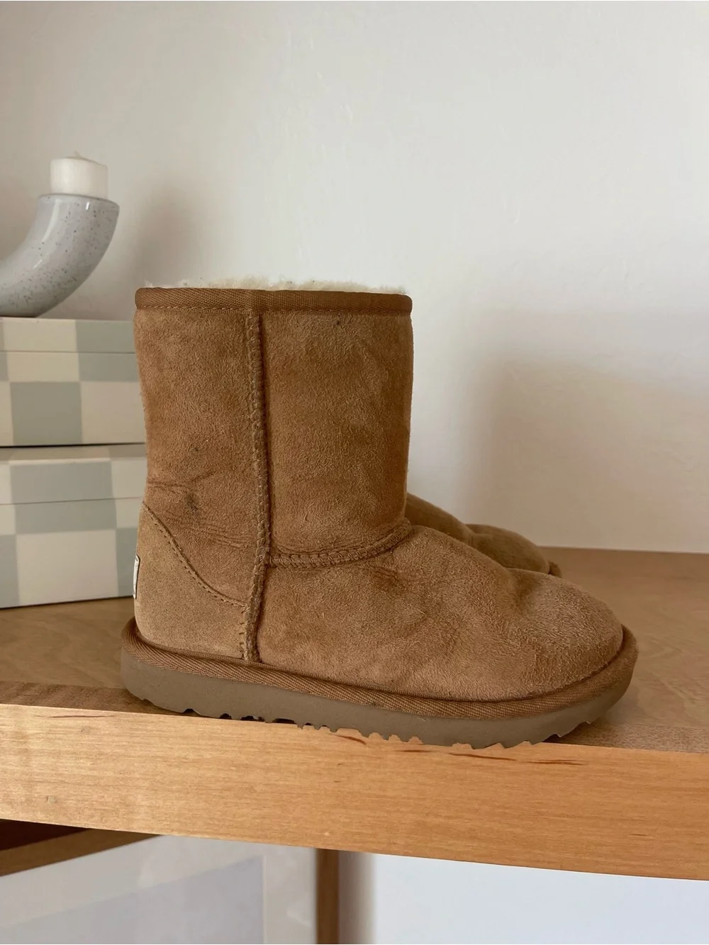 Ugg Australia Classic II Chestnut Tan Brown Suede Sherpa Shearling Boots Size 1